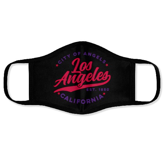 Los Angeles City Of Angels California Red Text Face Masks