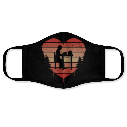 Cute Red Vintage Heart Study Valentine Day Love Face Masks