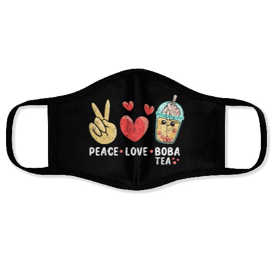 Peace Love Boba Tea Face Masks
