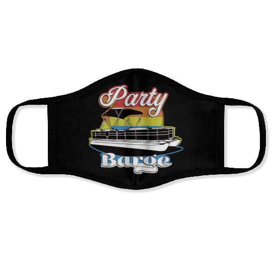 Pontoon Boat Retro Party Barge Lake Life Face Masks