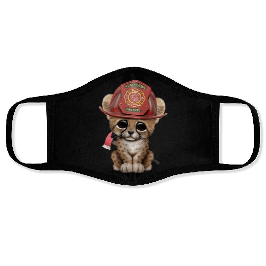 Cute Cheetah Cub Firefighter Face Masks