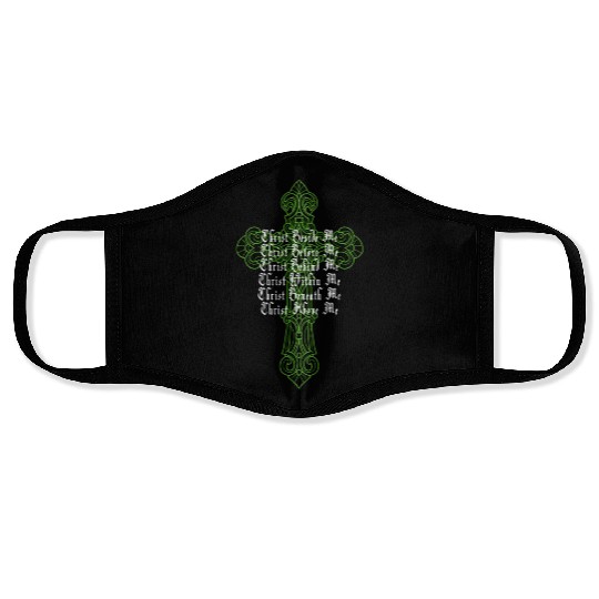 St Patrick's Day Celtic Cross Prayer Christian Att Face Masks