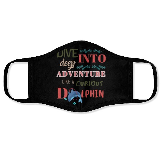 Curious Dolphin: Diving into the Deep Adventure Face Masks