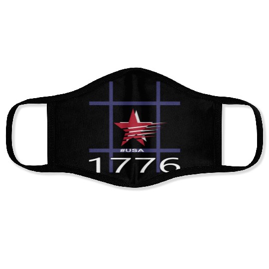 1776 USA STAR HASHTAG Face Masks