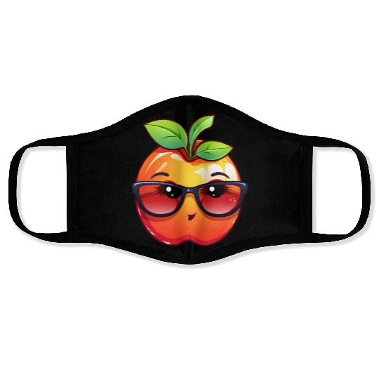 Cute Kawaii Apple with Glasses - Charming Fruit Face Masks