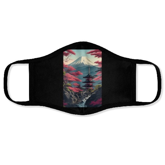 Asia Landscape Serene Mount Fuji Face Masks