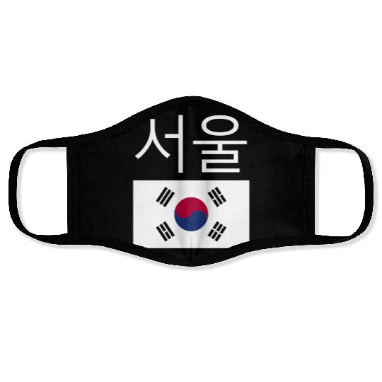 Seoul South Korea Hangul Korean Flag Taeguk Face Masks