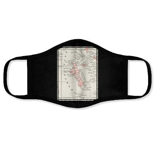 Vintage Andros Island Bahamas Map Face Masks