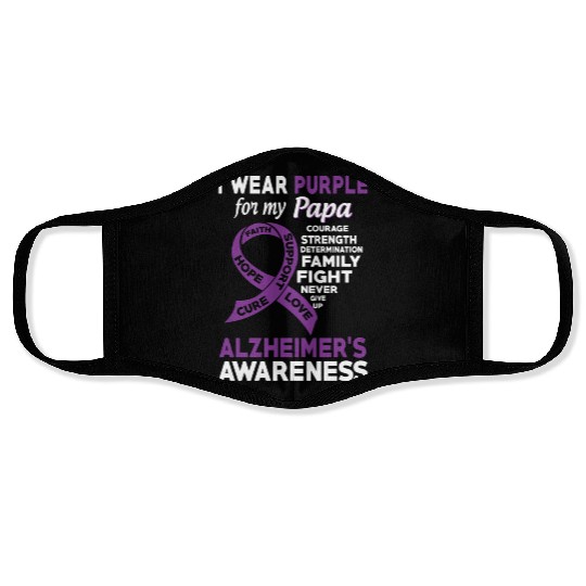 I Wear Purple For My Papa Alzheimer s Awareness Face Masks