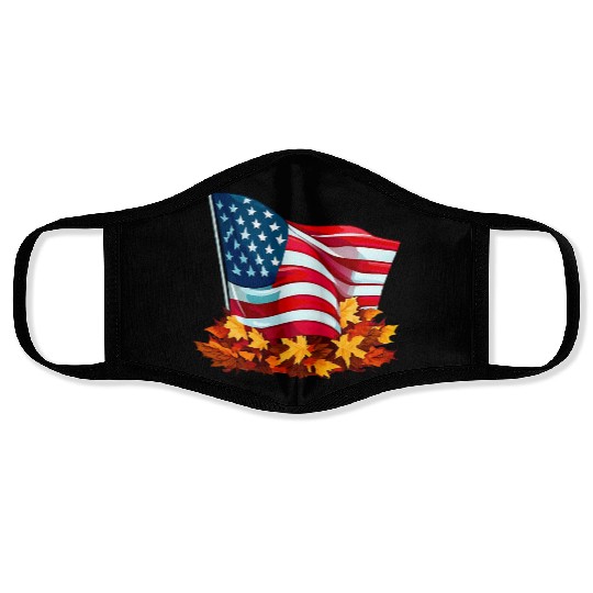 Autumn flag of the United States Face Masks