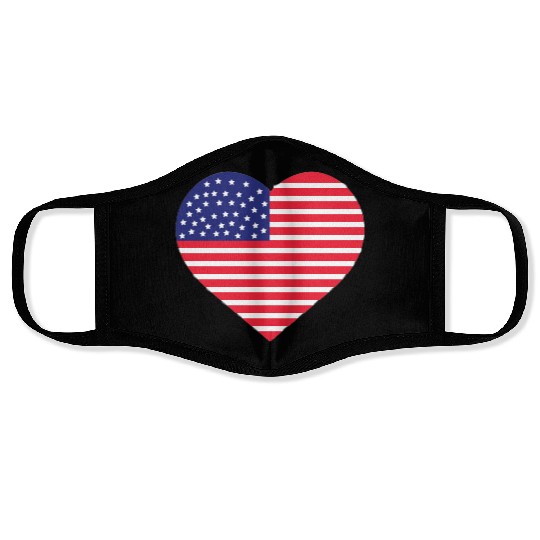 american flag heart Face Masks