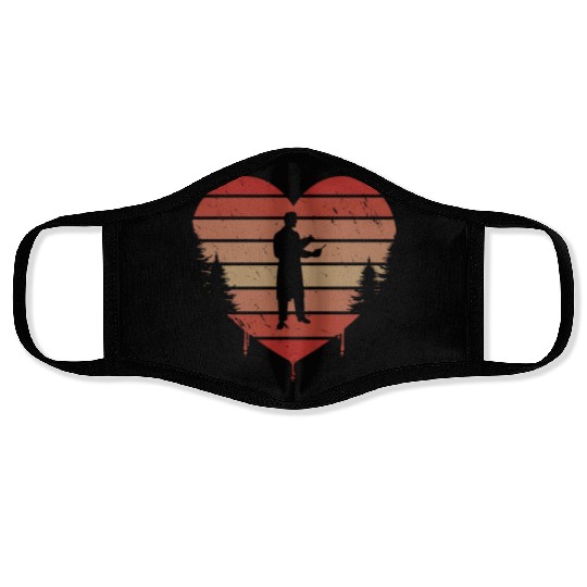 Cute Red Vintage Heart Teaching Science Valentine Face Masks