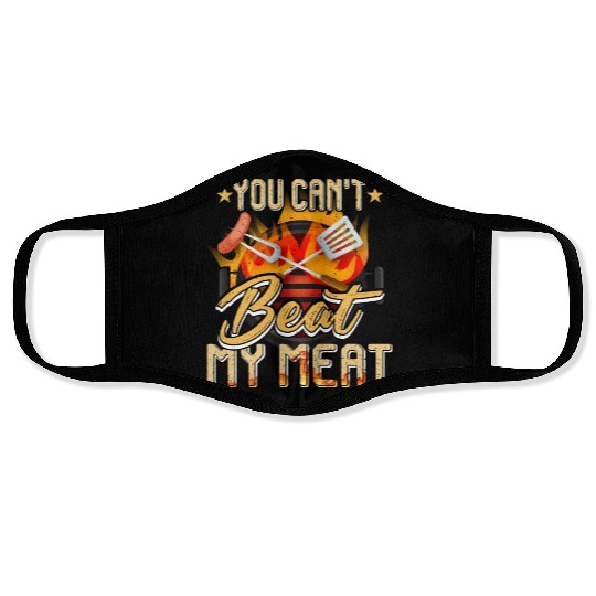You Can t Beat My Meat Face Masks Bbq Party Quote Chef