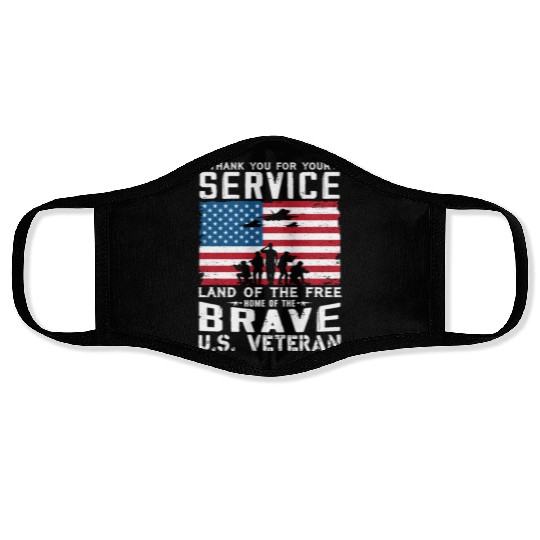 US Army Veteran Land Of The Free Face Masks