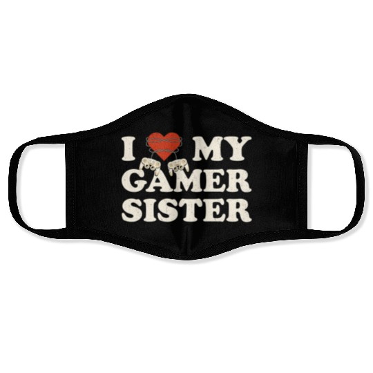 I Love My Gamer Sis - I Heart My Gamer Sister Face Masks