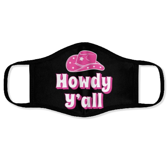 Howdy Y all Pink Cowboy Hat Face Masks