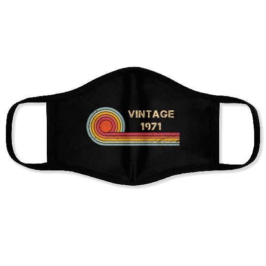 Vintage 1971 birthday retro design Face Masks