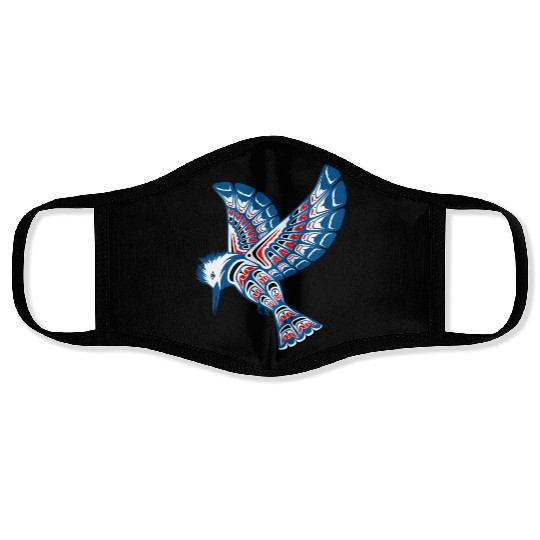 Native American Style Kingfisher Pacific Northwest Face Masks