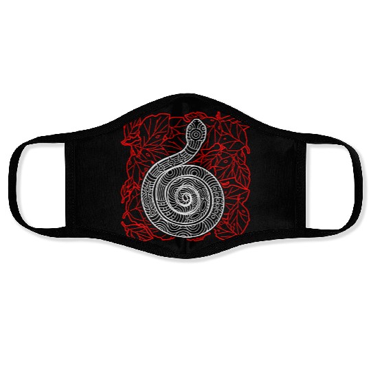 Tribal Snake Ink Art Tattoo Red White Face Masks