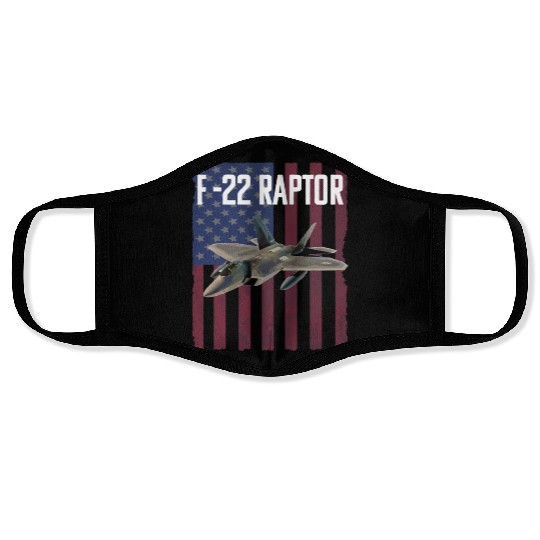 F 22 Raptor Aircraft USA Flag Face Masks