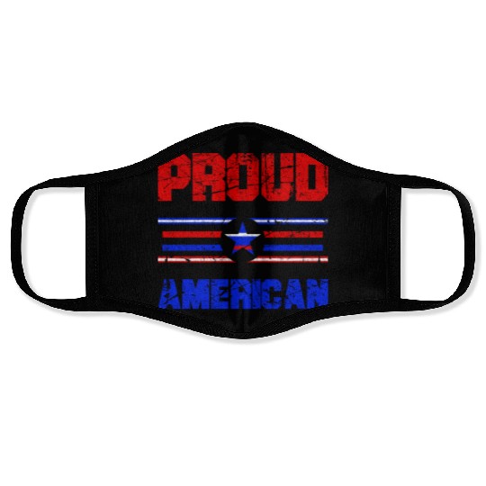 Proud American USA Flag, Patriotic 4th of July Face Masks