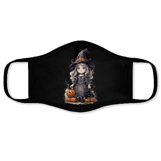 cute and creepy halloween fantasy witch Face Masks