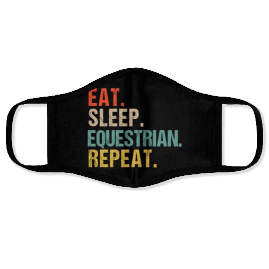 Funny Eat Sleep Equestrian Repeat Face Masks