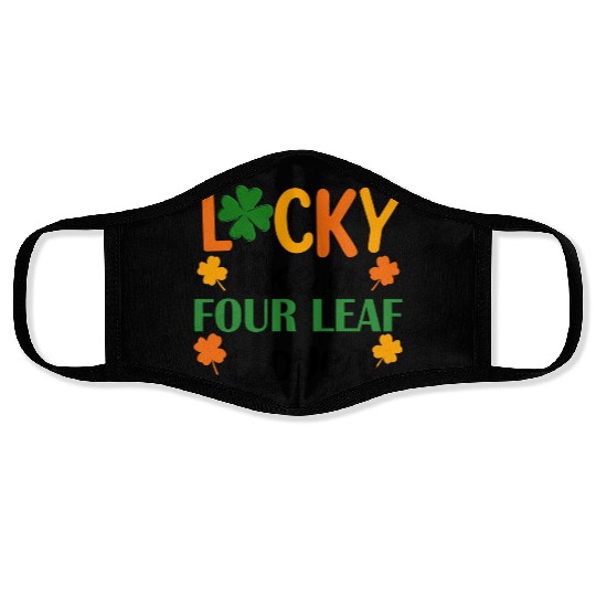 Lucky Like A Four Leaf Clover Irish Ireland Face Masks