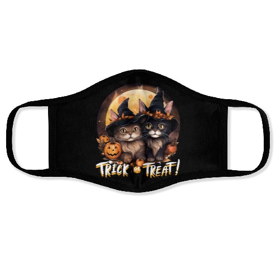 Halloween Trick or Treat Cute Cats Cat Lovers Face Masks