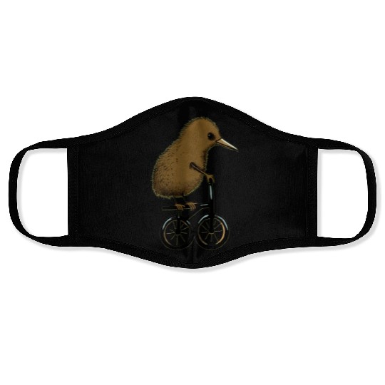 Kiwi Bird On Cycle Face Masks