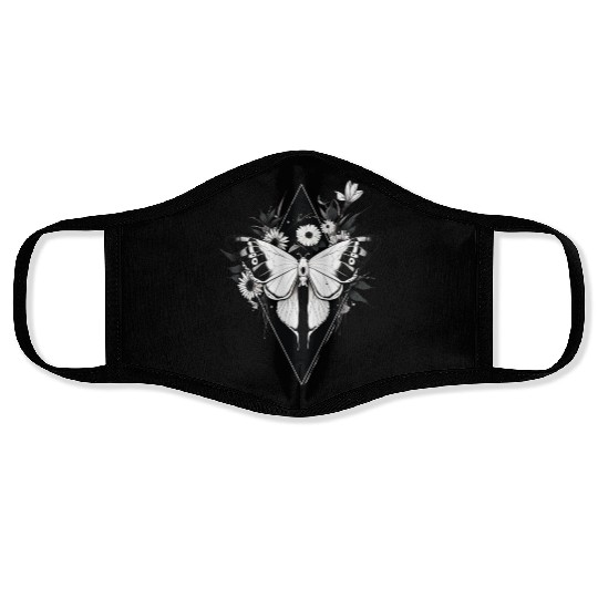 Black and White Gothic Moth Face Masks
