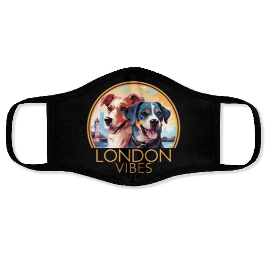 London Vibes England Cute Dogs Dog Lovers Face Masks