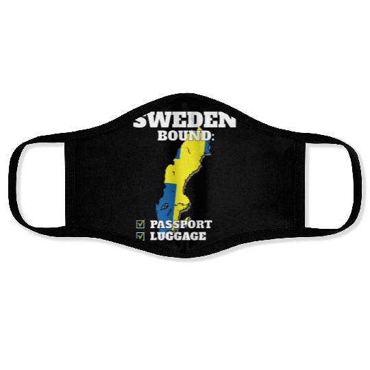 Sweden Bound Country Travel Swedish Flag Vacation Face Masks