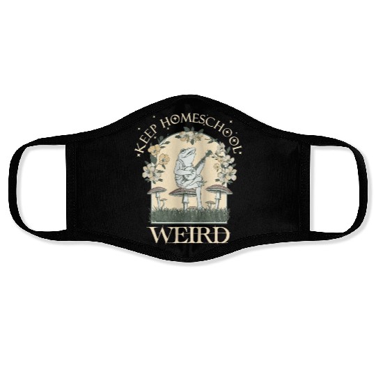 Retro Keep Homeschool Weird Mom Frog Cottagecore Face Masks