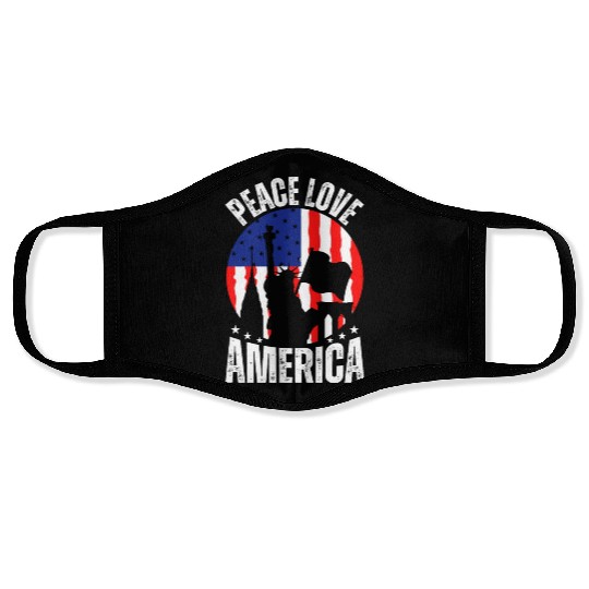 "Peace Love America Labor Day Face Masks - Celebrate