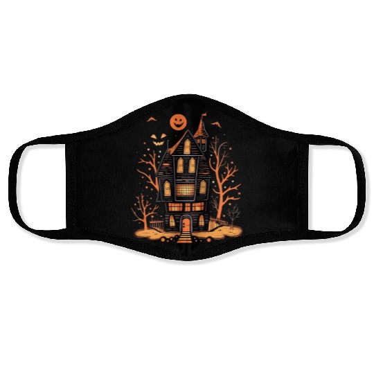 Haunted House Halloween Face Masks, Spooky Mansion