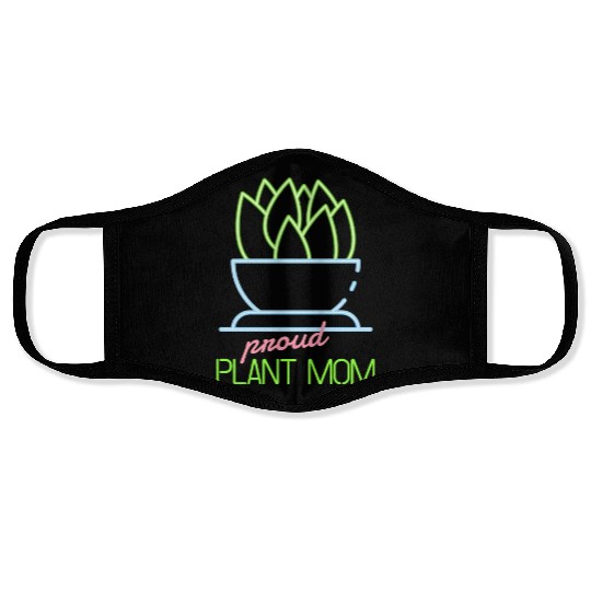 Proud Plant Mom Neon Style Face Masks