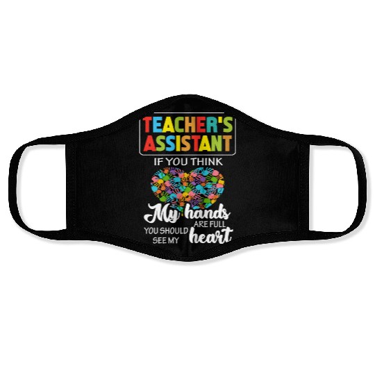 Teacher Assistant Cute Heart Quote Gift Face Masks For