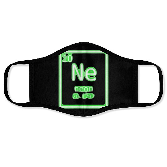 Neon Element Green Periodic Table Chemistry Nerd Face Masks