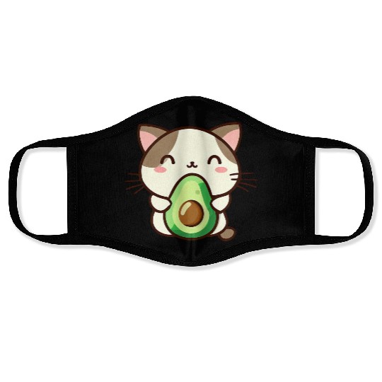 Cat with avocado Face Masks