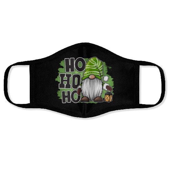 Ho Ho Ho Green Gnome Christmas Xmas Holiday Santa Face Masks