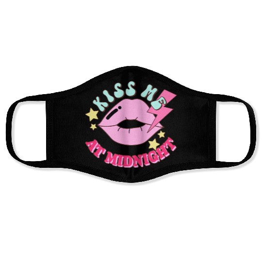 New Years Eve Party Kiss Me At Midnight I Love You Face Masks
