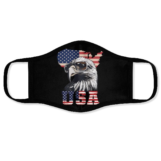 gift idea bald eagle american flag Face Masks