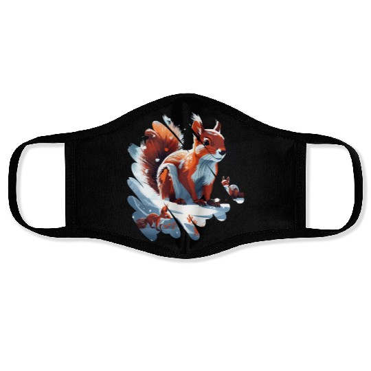 Winter squirrel Face Masks