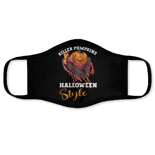 Scary Pumpkin Halloween Costume Autumn Fall Gift Face Masks
