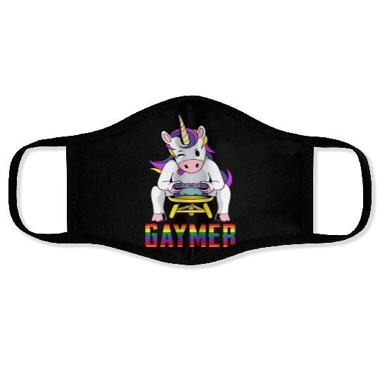 LGBTQ Gaymer Gamer Gay Rainbow Unicorn Face Masks