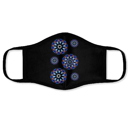 Blue Kaleidoscope Gears Face Masks