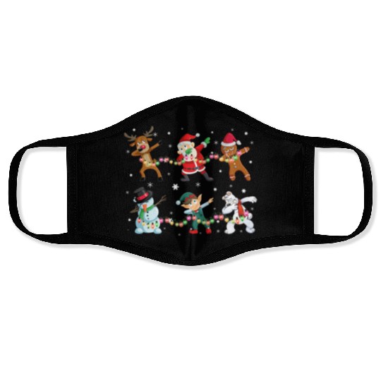 Funny Dabbing Santa And Friends Face Masks Christmas