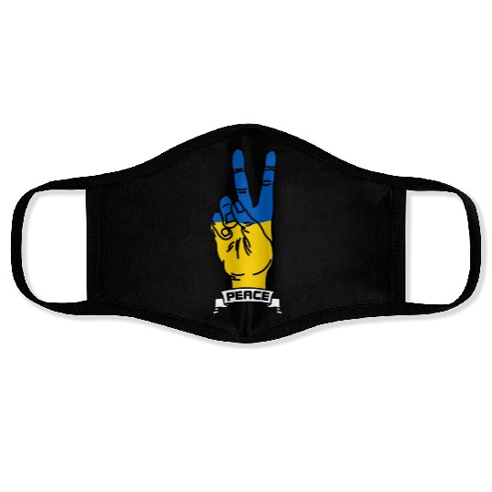 Peace for Ukraine text Face Masks