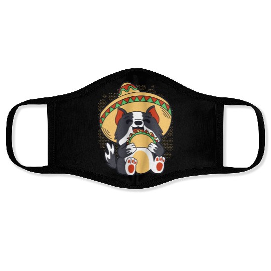 Cinco De Mayo Cat and Tacos Lover Funny Design Face Masks
